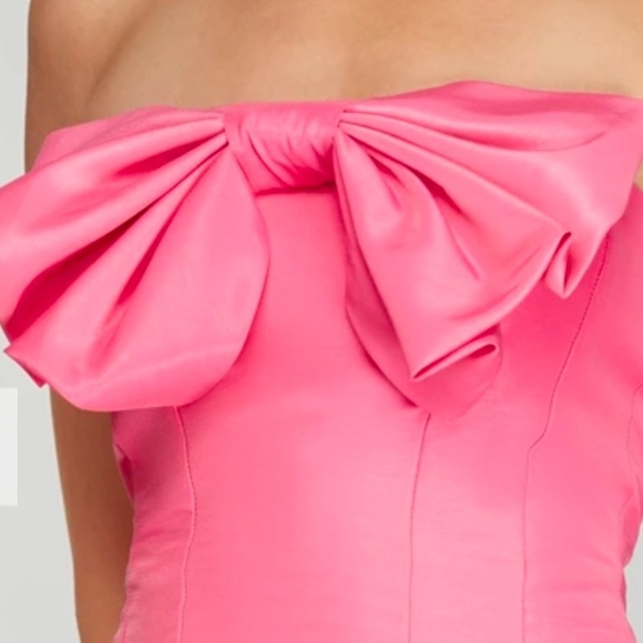 She + Sky STRAPLESS A LINE BOW MINI DRESS - Picture 3 of 9